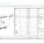 High-quality diagram of John Deere planetary axle components for agricultural machinery, detailing parts such as yoke, washers, snap rings, and bearings for maintenance and repair reference.